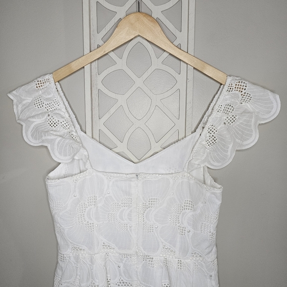 Steve Madden Sierra Sleeveless Lace Eyelet Boho Crochet Dress in Optic White - Picture 10 of 14